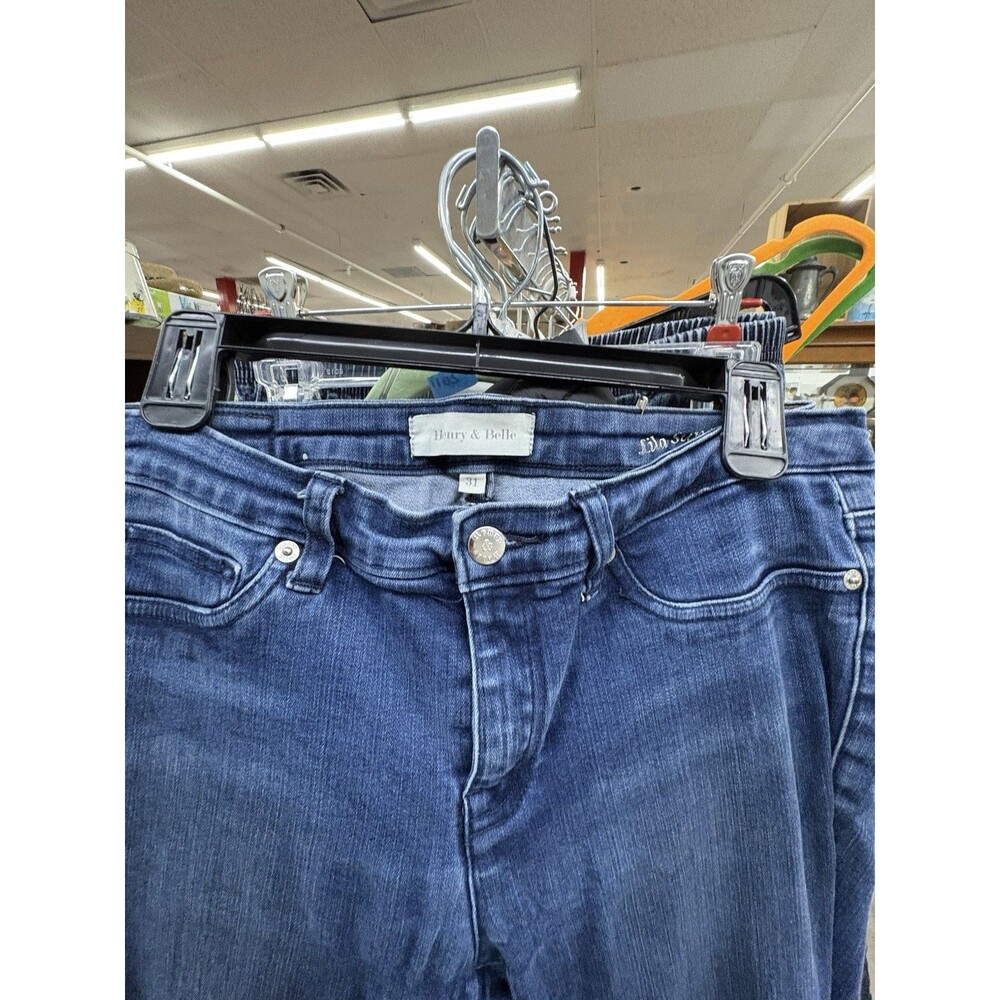 Henry & Belle Blue Skinny Denim Zip Button Slim Solid Women's Jeans Pockets
